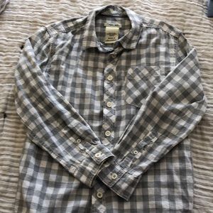 Boys Grey and white gingham check button down